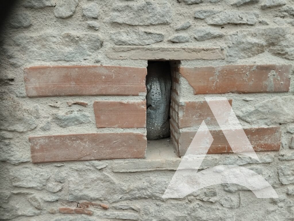 Laitance à nettoyer sur des briques en terre cuite