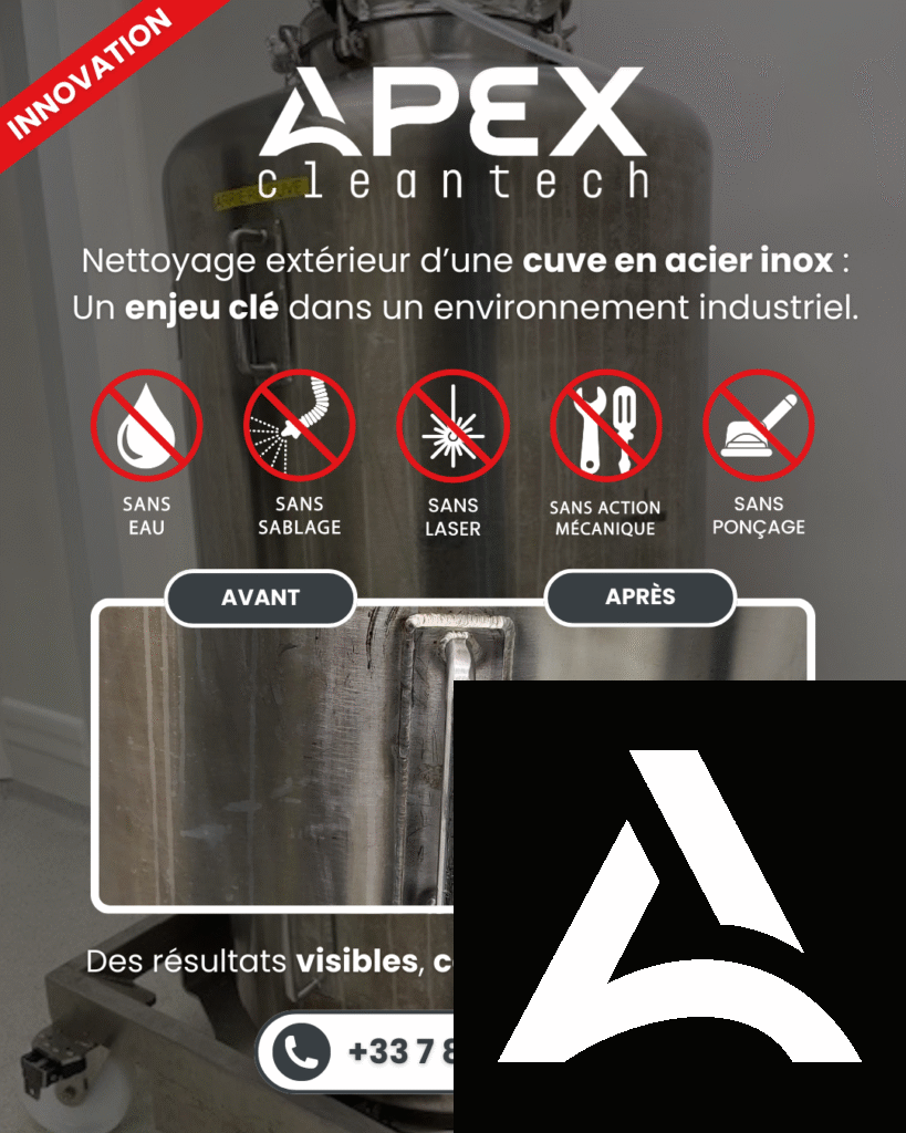 Post LinkedIn sur le nettoyage cuves en acier inox
