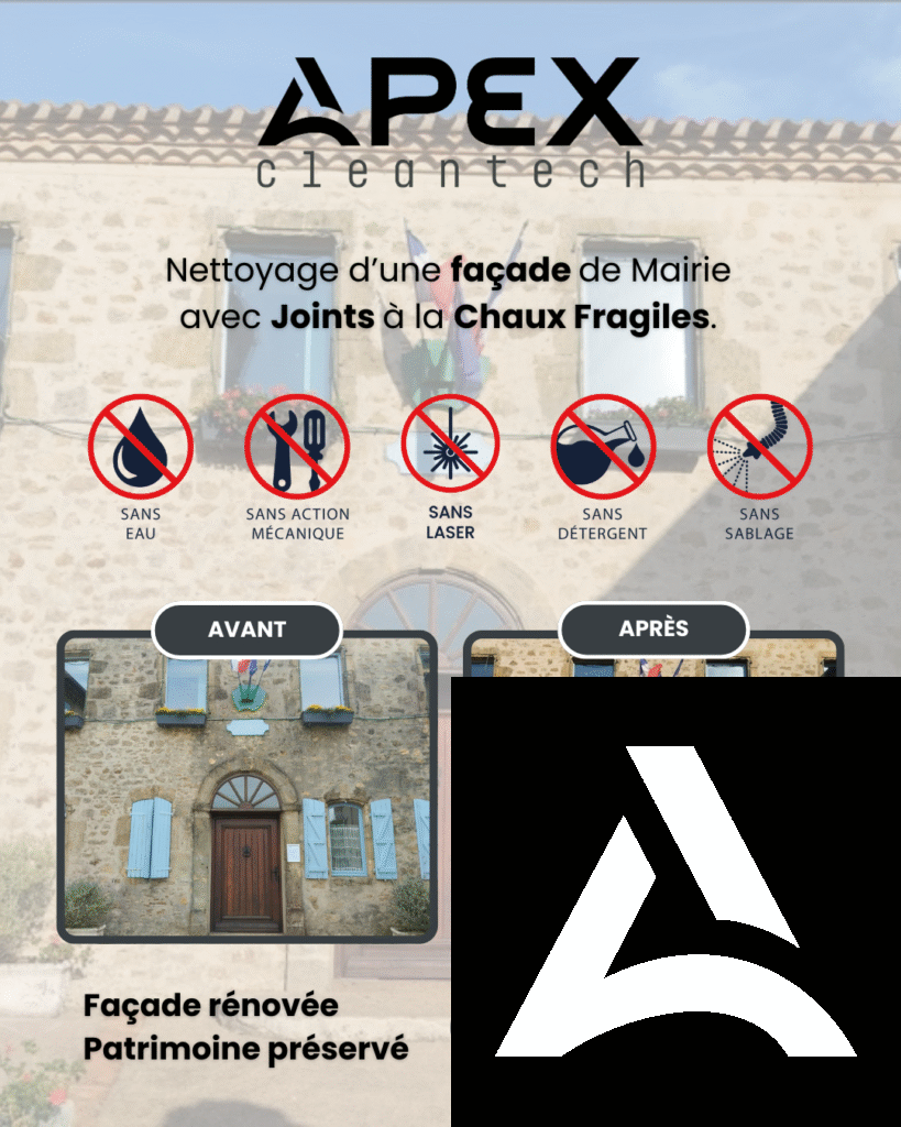 Post LinkedIn sur le nettoyage d'une façade de Mairie